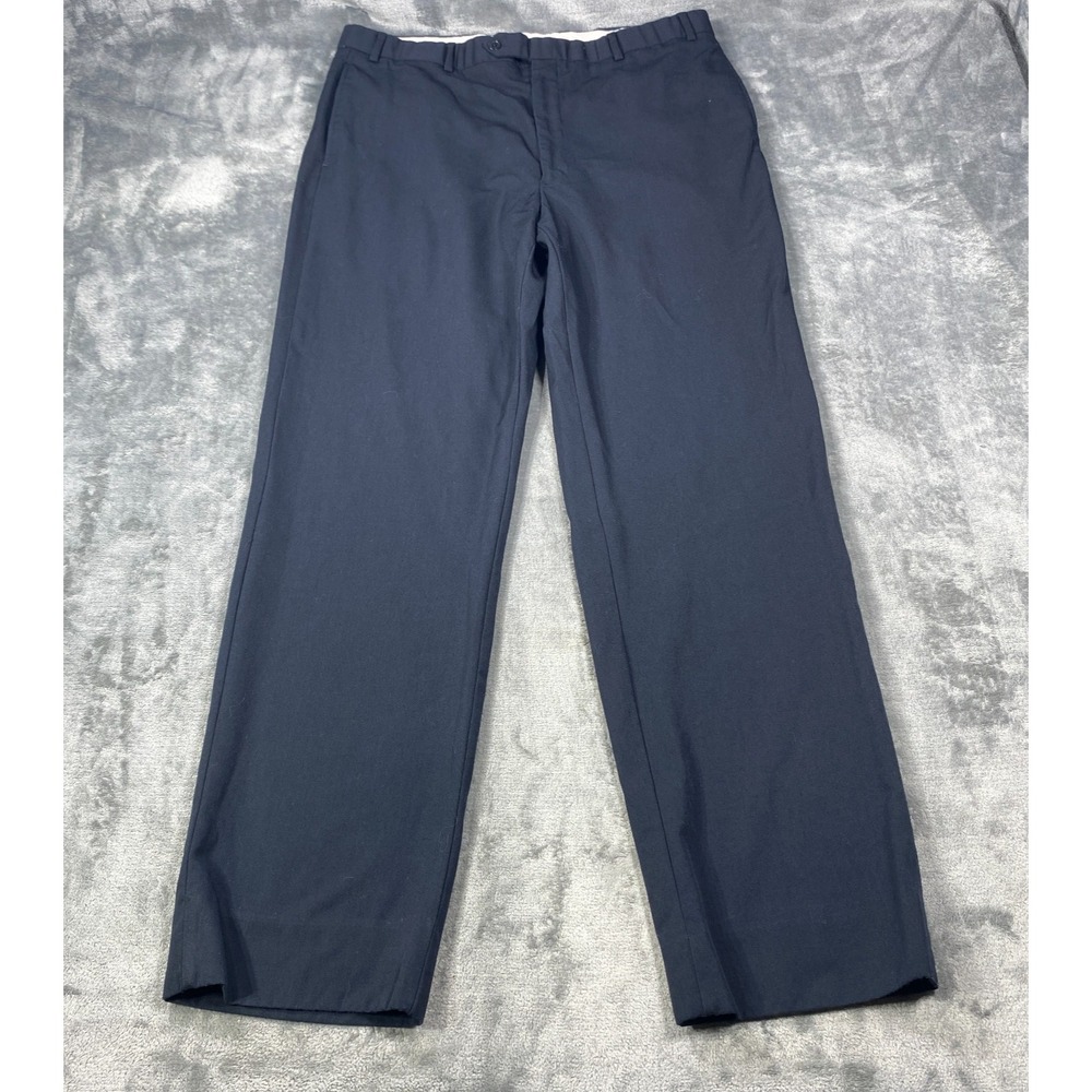 Brooks Brothers 346 Madison Fit Dress Pants Mens 35x31 Navy Blue 100% Wool